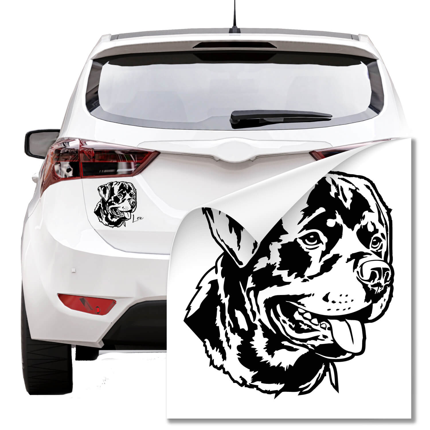 YJZT 11 CM X 9,6 CM Rottweiler Hund Auto Dekoration PVC Auto