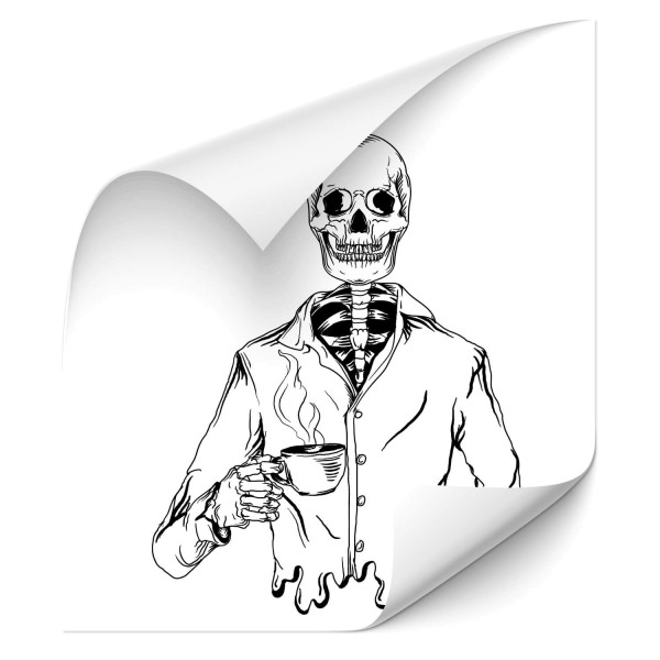 Skelett mit Kaffee Car Sticker - Kategorie Shop