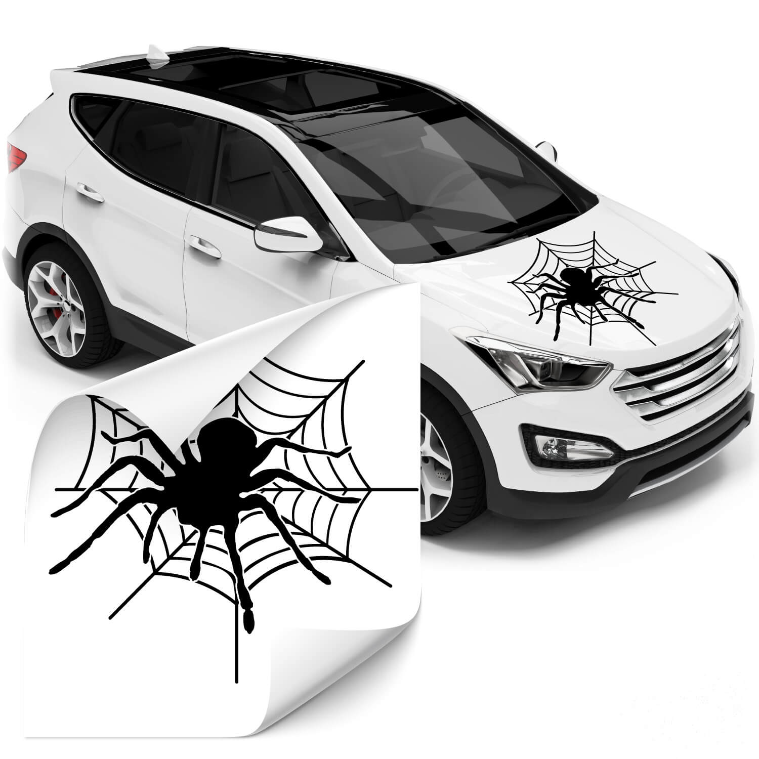 Motorhauben Aufkleber mit Spinne im Netz jetzt günstig bei Klebe-X kaufen!
